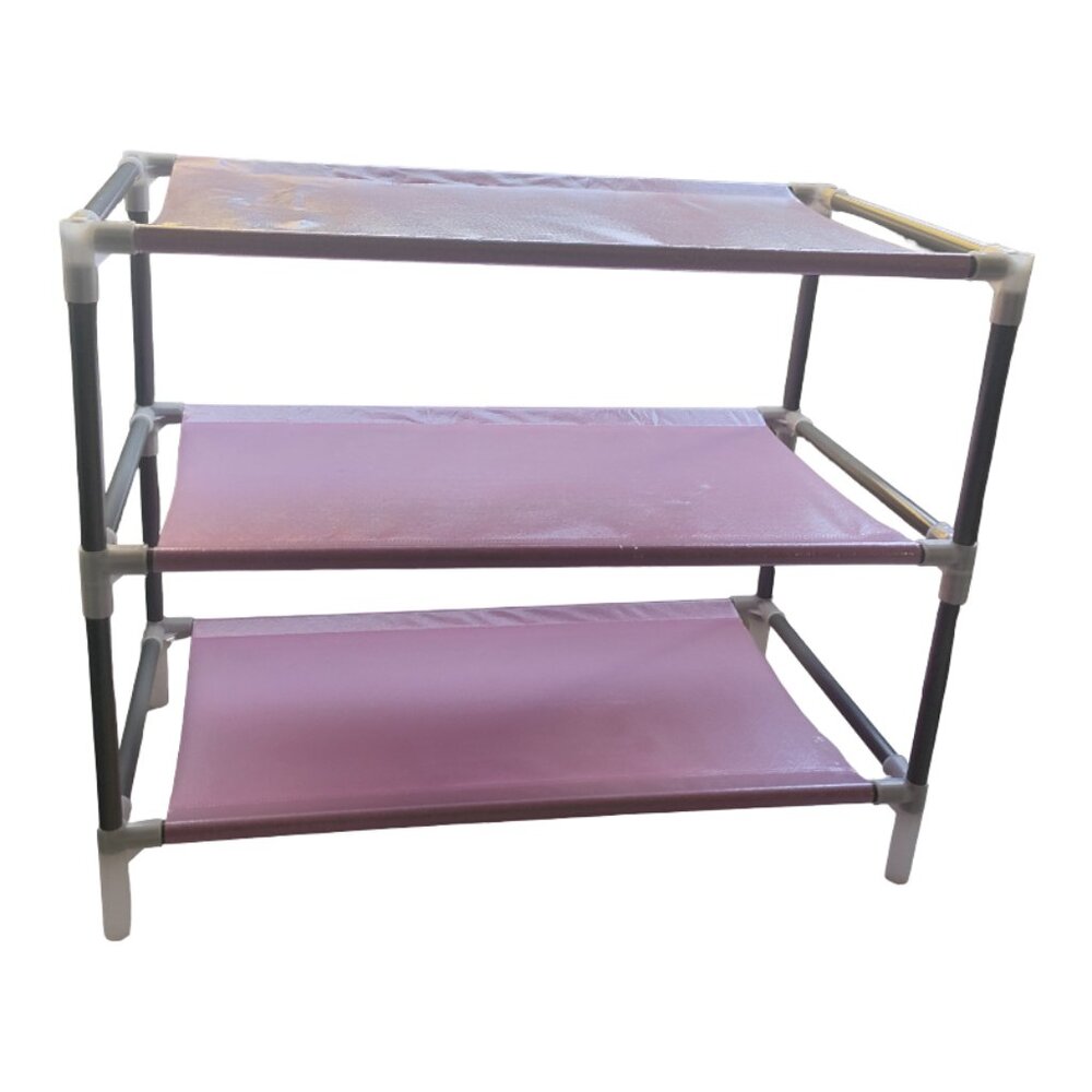 Pink Shoe Rack with Three Shelves